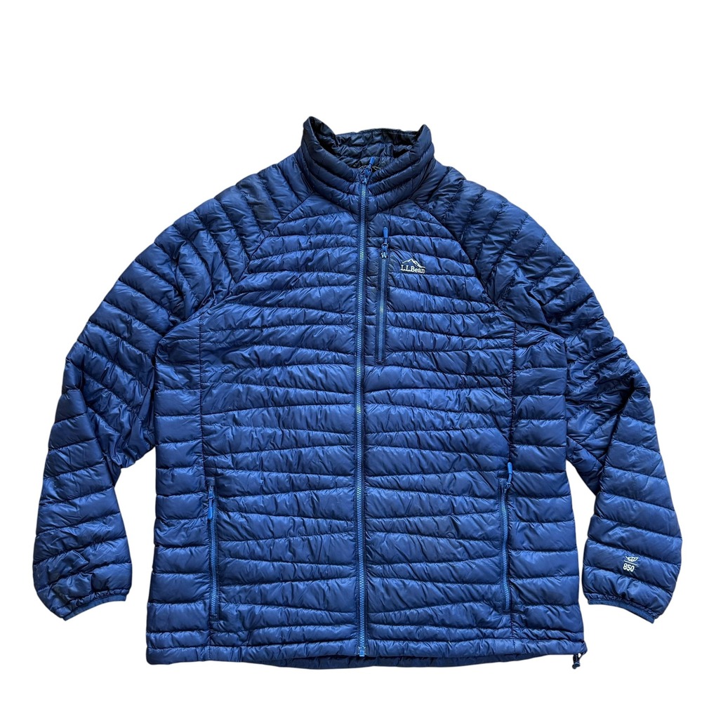 LL Bean Ultralight 850 Down Jacket Mens XXL Tall Blue Pertex DownTek Puffer